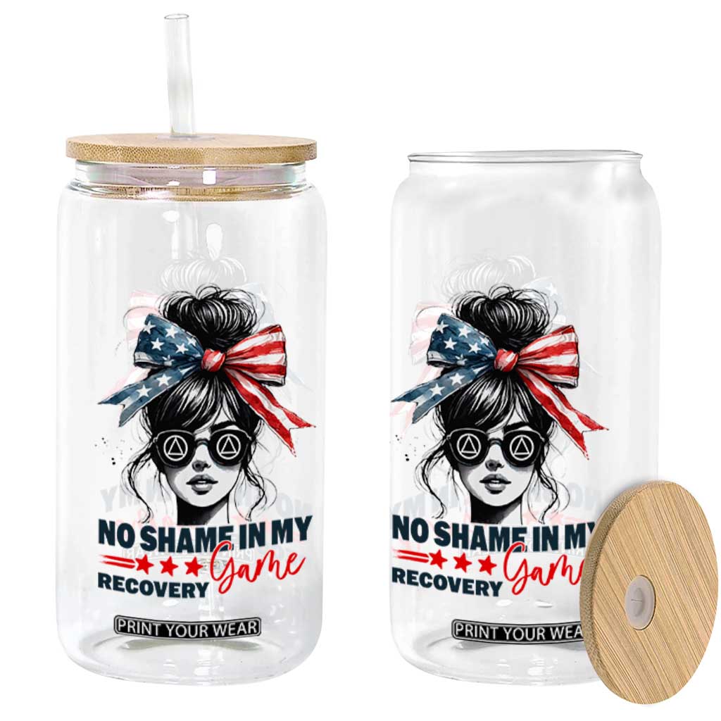 No Shame In My Recovery Game Glass Can Sobriety AA NA Anniversary TS11 Print Your Wear
