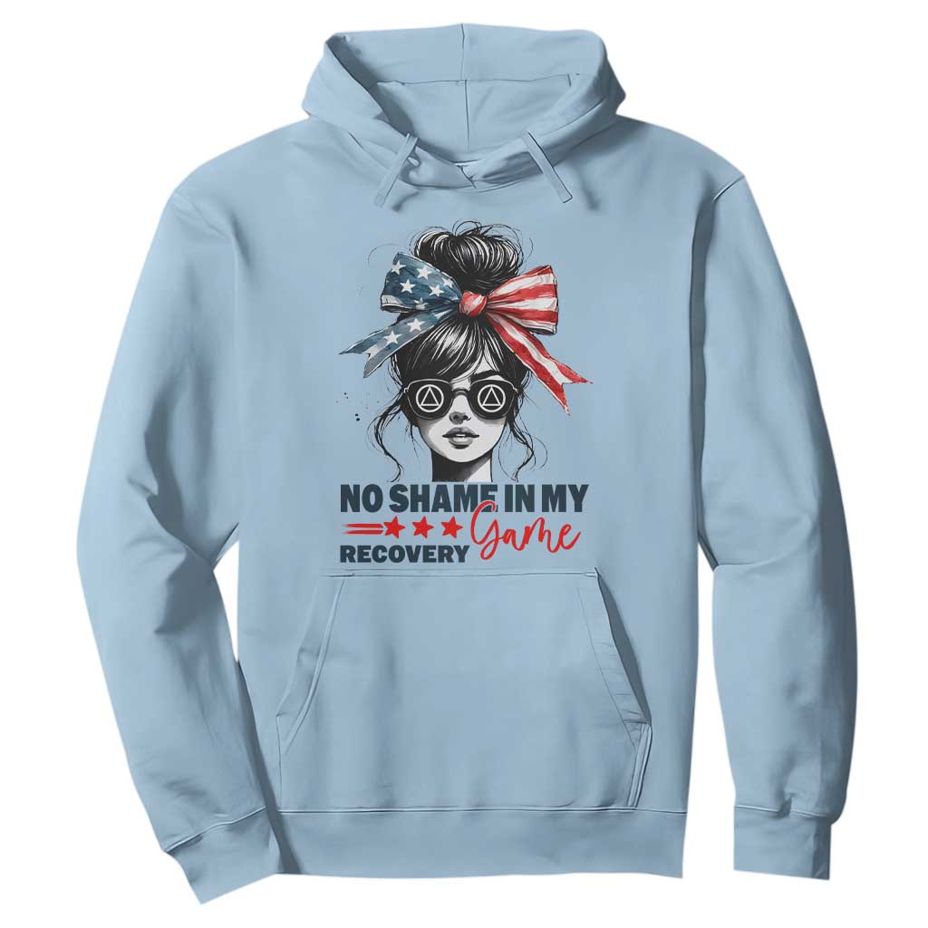 No Shame In My Recovery Game Hoodie Sobriety AA NA Anniversary TS11 Light Blue Print Your Wear