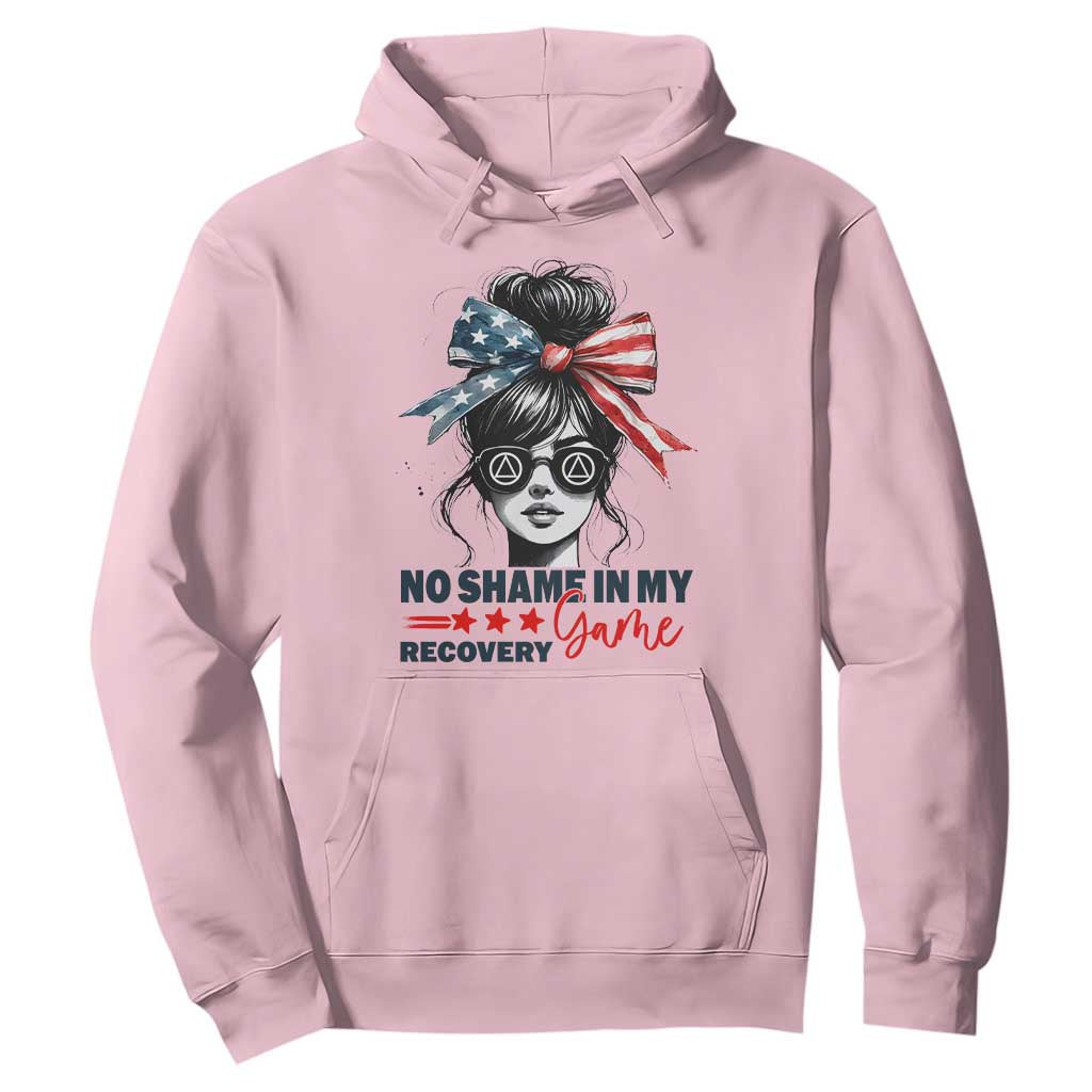 No Shame In My Recovery Game Hoodie Sobriety AA NA Anniversary TS11 Light Pink Print Your Wear
