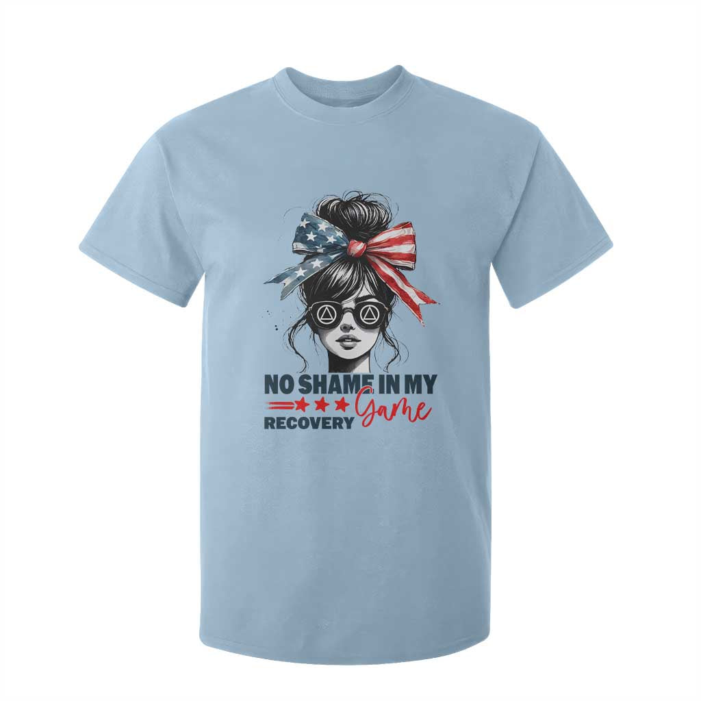 No Shame In My Recovery Game T Shirt For Kid Sobriety AA NA Anniversary TS11 Light Blue Print Your Wear
