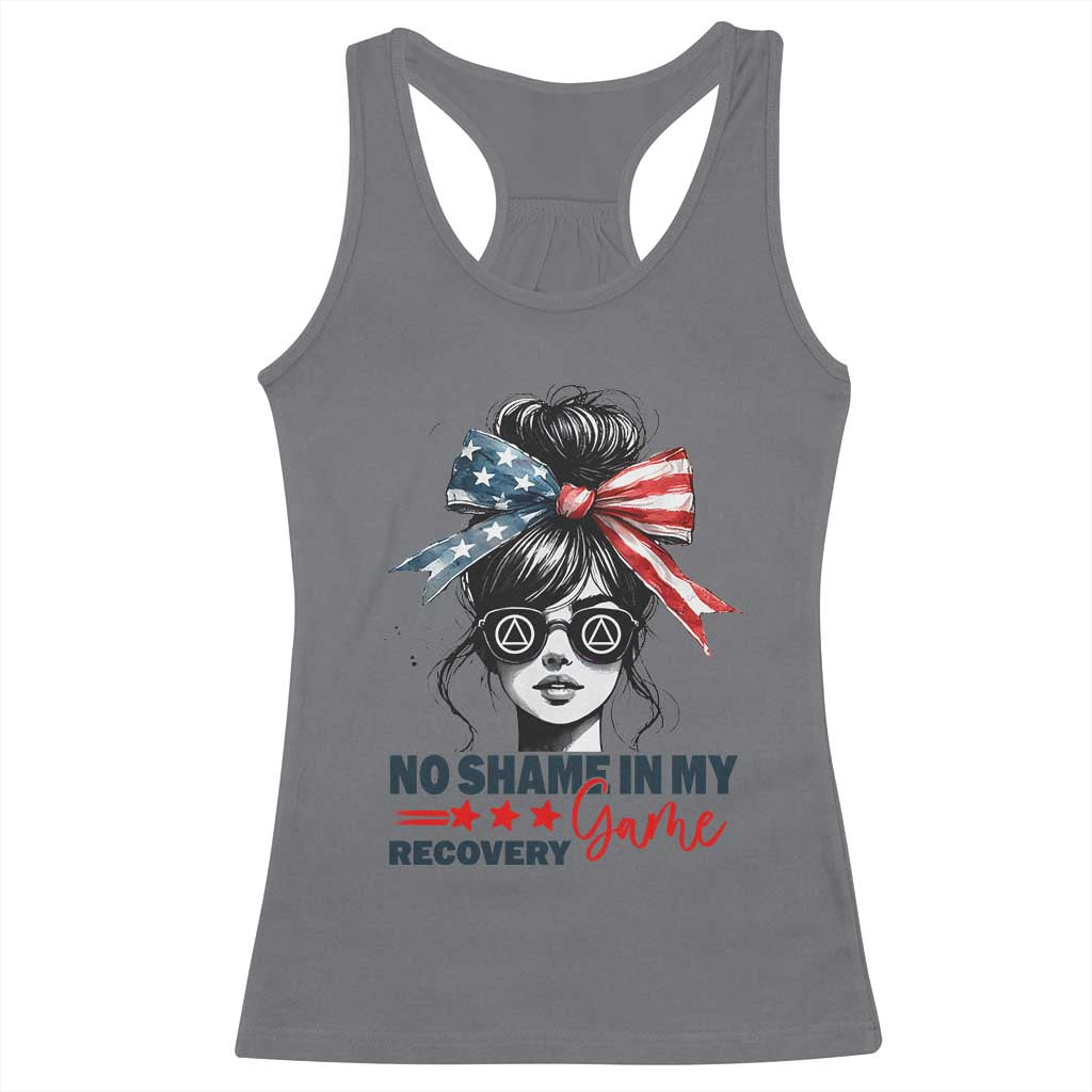 No Shame In My Recovery Game Racerback Tank Top Sobriety AA NA Anniversary TS11 Charcoal Print Your Wear