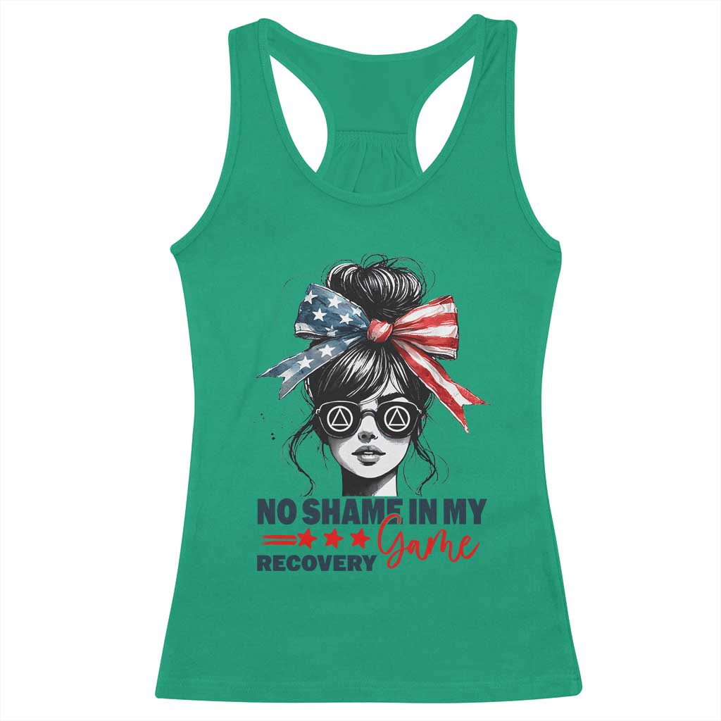 No Shame In My Recovery Game Racerback Tank Top Sobriety AA NA Anniversary TS11 Irish Green Print Your Wear
