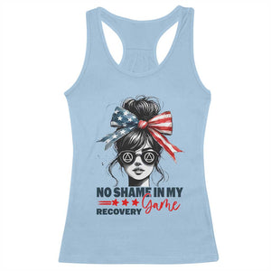 No Shame In My Recovery Game Racerback Tank Top Sobriety AA NA Anniversary TS11 Light Blue Print Your Wear