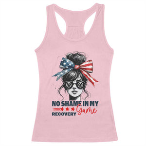 No Shame In My Recovery Game Racerback Tank Top Sobriety AA NA Anniversary TS11 Light Pink Print Your Wear