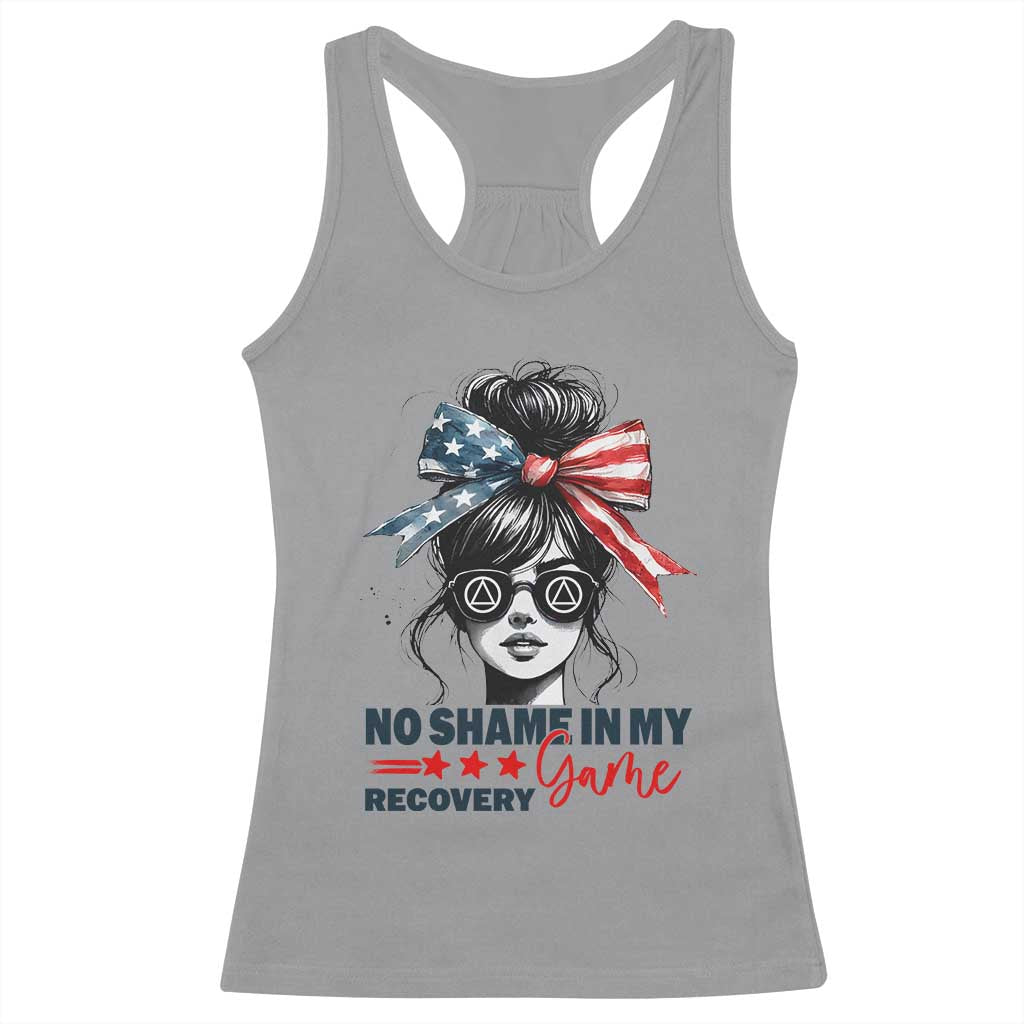 No Shame In My Recovery Game Racerback Tank Top Sobriety AA NA Anniversary TS11 Sport Gray Print Your Wear