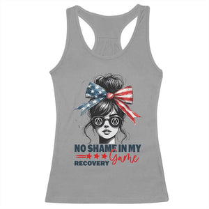 No Shame In My Recovery Game Racerback Tank Top Sobriety AA NA Anniversary TS11 Sport Gray Print Your Wear