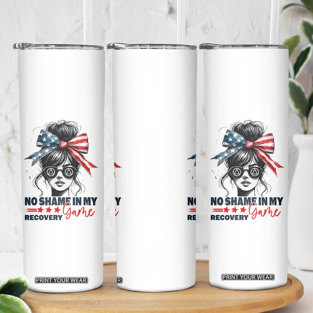 No Shame In My Recovery Game Skinny Tumbler Sobriety AA NA Anniversary TS11 Print Your Wear