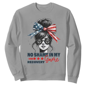 No Shame In My Recovery Game Sweatshirt Sobriety AA NA Anniversary TS11 Sport Gray Print Your Wear