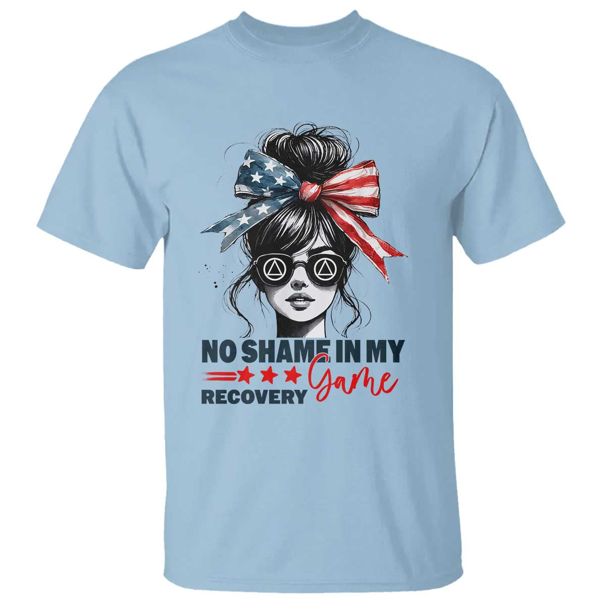 No Shame In My Recovery Game T Shirt Sobriety AA NA Anniversary TS11 Light Blue Print Your Wear