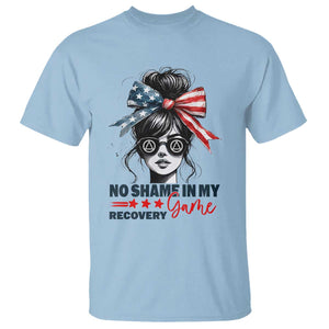No Shame In My Recovery Game T Shirt Sobriety AA NA Anniversary TS11 Light Blue Print Your Wear