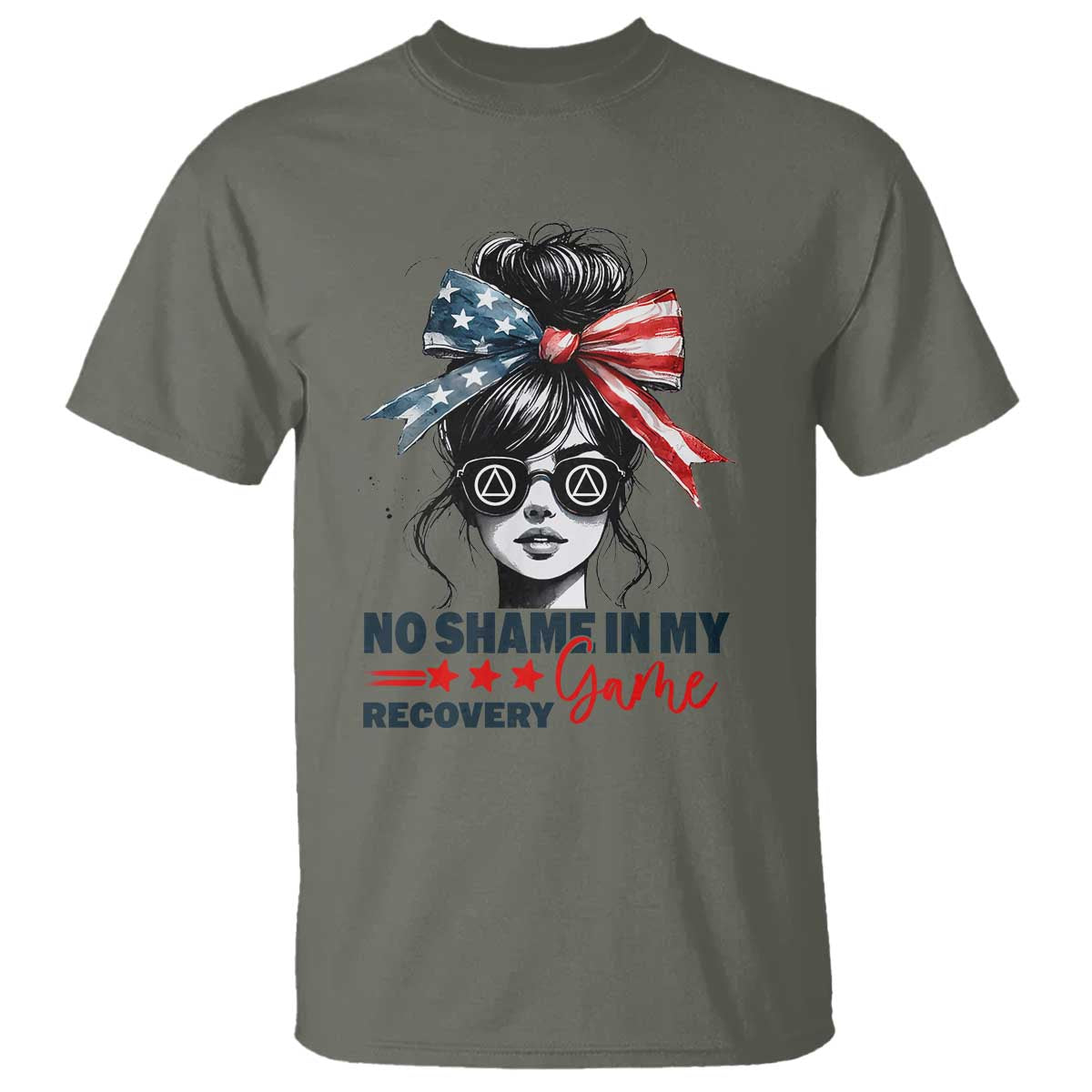 No Shame In My Recovery Game T Shirt Sobriety AA NA Anniversary TS11 Military Green Print Your Wear