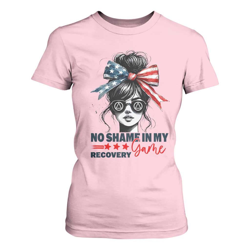 No Shame In My Recovery Game T Shirt For Women Sobriety AA NA Anniversary TS11 Light Pink Print Your Wear