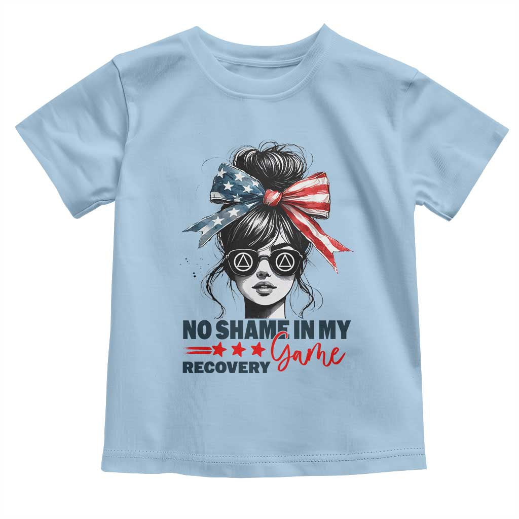 No Shame In My Recovery Game Toddler T Shirt Sobriety AA NA Anniversary TS11 Light Blue Print Your Wear