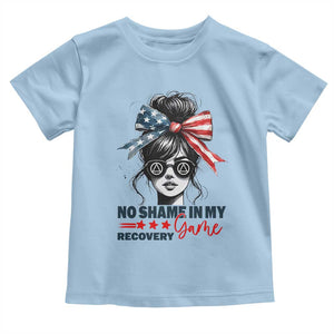 No Shame In My Recovery Game Toddler T Shirt Sobriety AA NA Anniversary TS11 Light Blue Print Your Wear