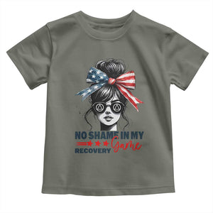 No Shame In My Recovery Game Toddler T Shirt Sobriety AA NA Anniversary TS11 Military Green Print Your Wear