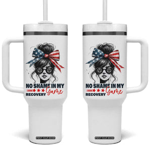 No Shame In My Recovery Game Tumbler With Handle Sobriety AA NA Anniversary TS11 One Size: 40 oz White Print Your Wear
