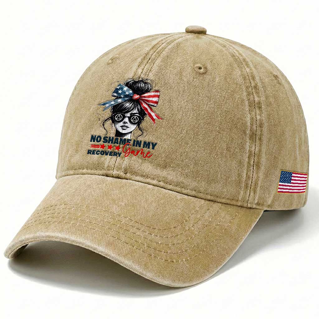 No Shame In My Recovery Game Washed Cotton Baseball Cap Sobriety AA NA Anniversary TS11 Print Your Wear