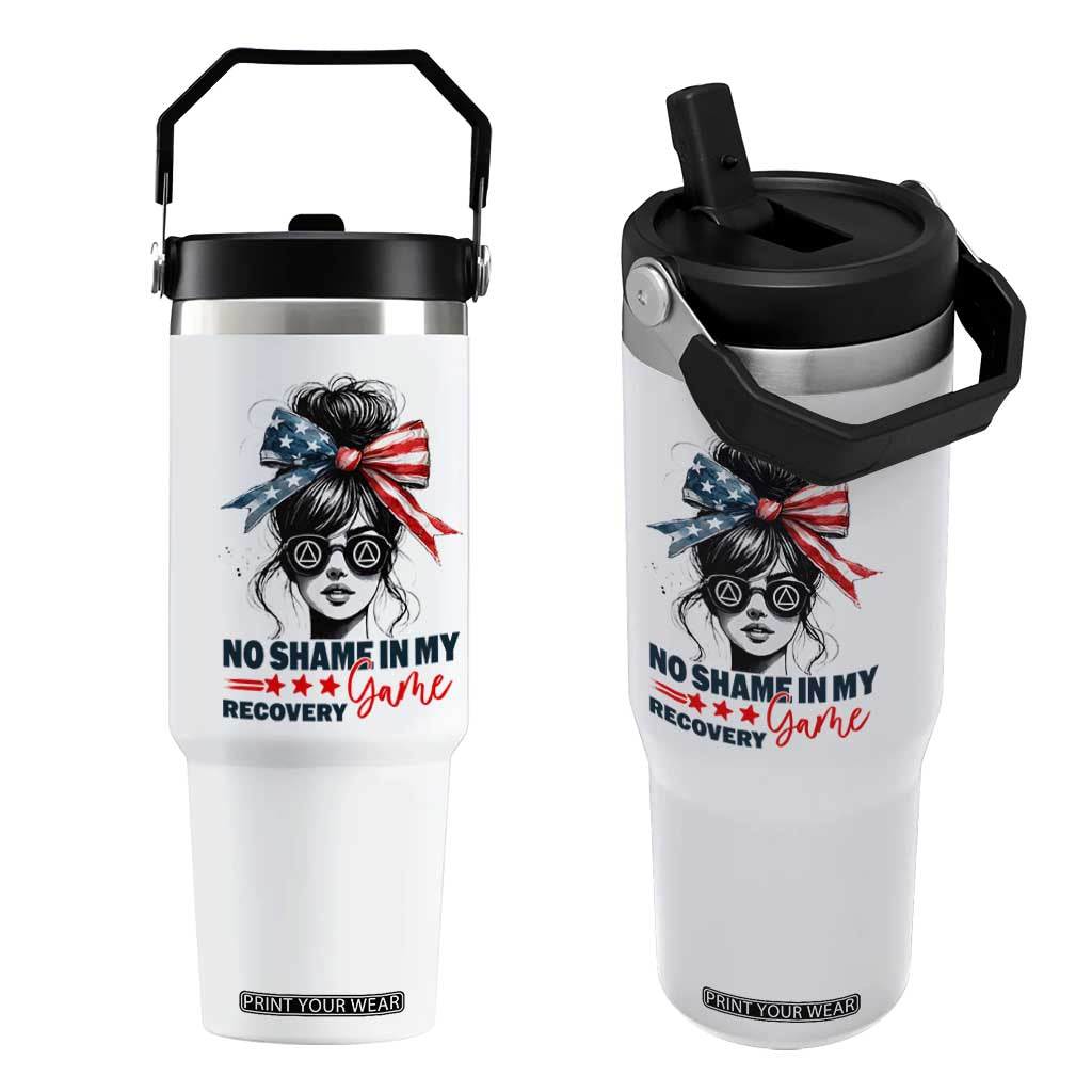 No Shame In My Recovery Game Flip Straw Tumbler Sobriety AA NA Anniversary TS11 One Size: 30 oz White Print Your Wear