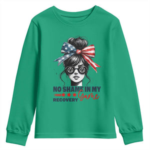No Shame In My Recovery Game Youth Sweatshirt Sobriety AA NA Anniversary TS11 Irish Green Print Your Wear