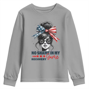 No Shame In My Recovery Game Youth Sweatshirt Sobriety AA NA Anniversary TS11 Sport Gray Print Your Wear