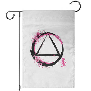 AA Sober Symbol Serenity Recovery Garden Flag Japanese Cherry Blossom Brushstroke Circle TS11 White Print Your Wear