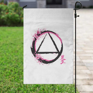 AA Sober Symbol Serenity Recovery Garden Flag Japanese Cherry Blossom Brushstroke Circle TS11 Print Your Wear