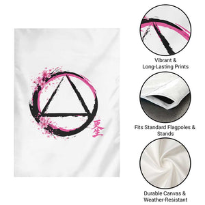 AA Sober Symbol Serenity Recovery Garden Flag Japanese Cherry Blossom Brushstroke Circle TS11 Print Your Wear