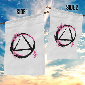 AA Sober Symbol Serenity Recovery Garden Flag Japanese Cherry Blossom Brushstroke Circle TS11 Print Your Wear