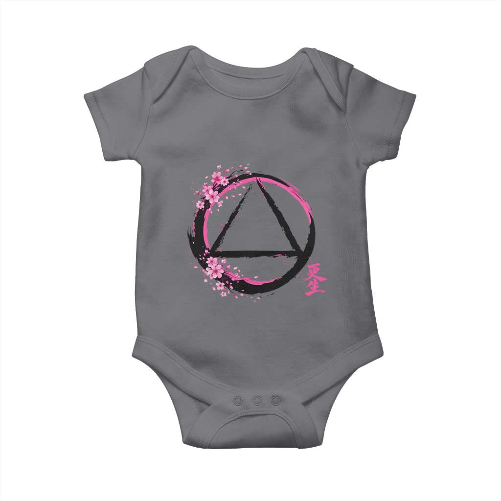 AA Sober Symbol Serenity Recovery Baby Onesie Japanese Cherry Blossom Brushstroke Circle TS11 Charcoal Print Your Wear