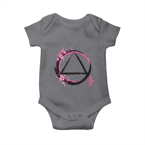 AA Sober Symbol Serenity Recovery Baby Onesie Japanese Cherry Blossom Brushstroke Circle TS11 Charcoal Print Your Wear