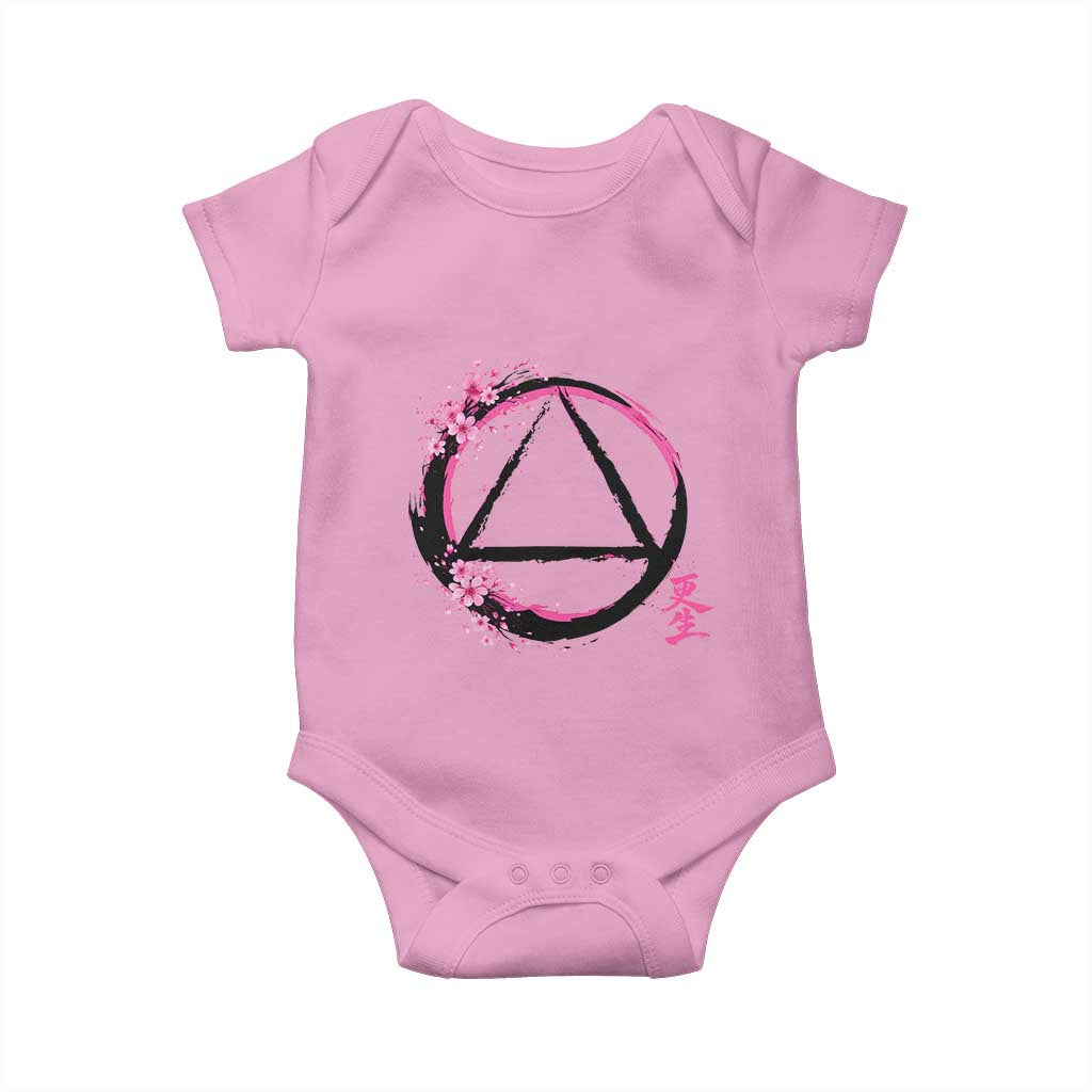 AA Sober Symbol Serenity Recovery Baby Onesie Japanese Cherry Blossom Brushstroke Circle TS11 Light Pink Print Your Wear