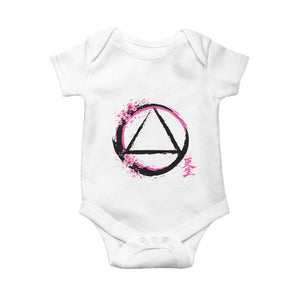 AA Sober Symbol Serenity Recovery Baby Onesie Japanese Cherry Blossom Brushstroke Circle TS11 White Print Your Wear