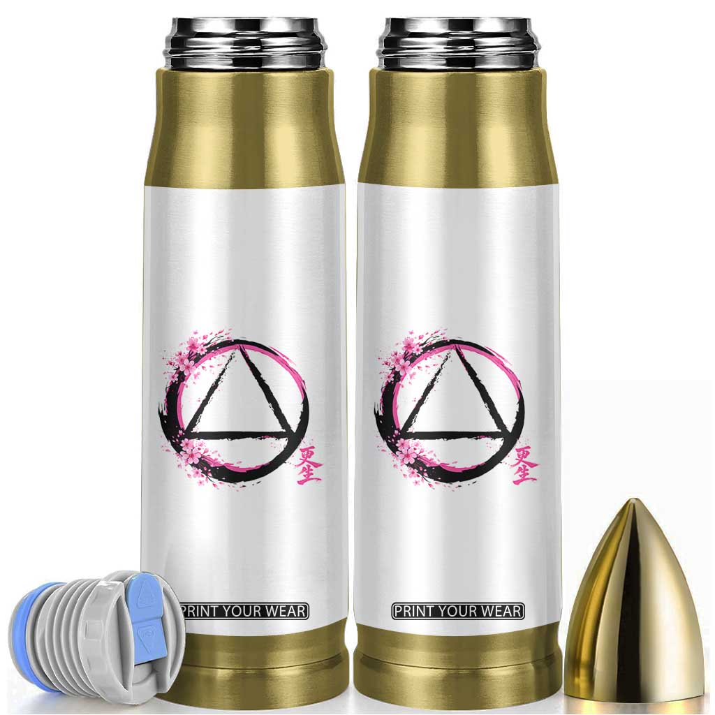 AA Sober Symbol Serenity Recovery Bullet Tumbler Japanese Cherry Blossom Brushstroke Circle TS11 White Print Your Wear