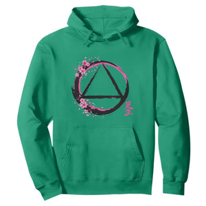 AA Sober Symbol Serenity Recovery Hoodie Japanese Cherry Blossom Brushstroke Circle TS11 Irish Green Print Your Wear
