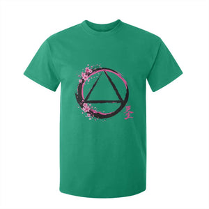AA Sober Symbol Serenity Recovery T Shirt For Kid Japanese Cherry Blossom Brushstroke Circle TS11 Irish Green Print Your Wear