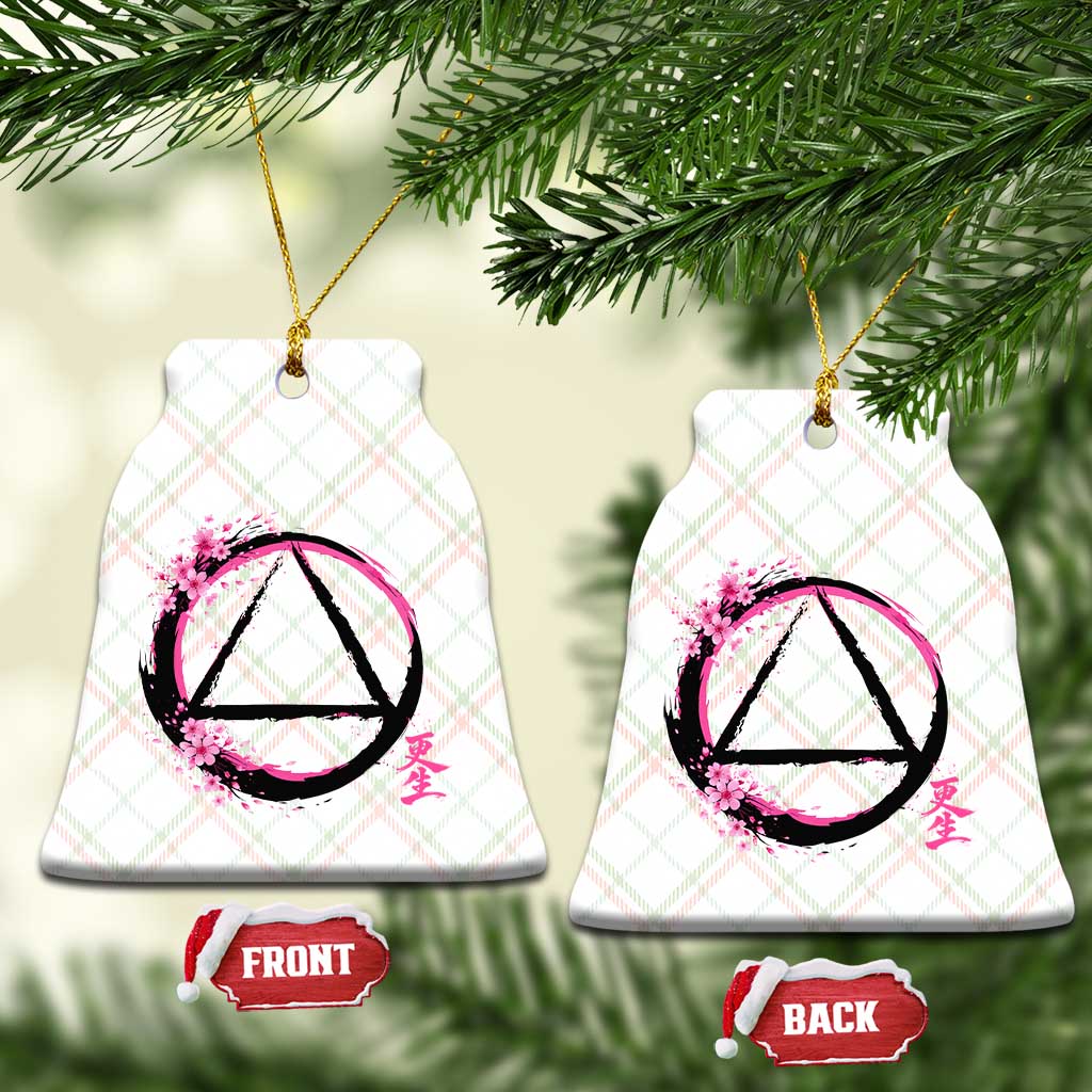 AA Sober Symbol Serenity Recovery Ceramic Ornament Japanese Cherry Blossom Brushstroke Circle TS11 Print Your Wear