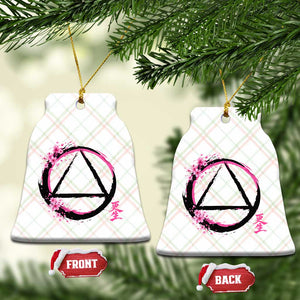 AA Sober Symbol Serenity Recovery Ceramic Ornament Japanese Cherry Blossom Brushstroke Circle TS11 Print Your Wear