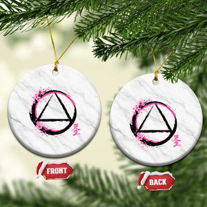 AA Sober Symbol Serenity Recovery Ceramic Ornament Japanese Cherry Blossom Brushstroke Circle TS11 1pc White Marble Print Your Wear