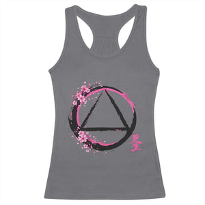 AA Sober Symbol Serenity Recovery Racerback Tank Top Japanese Cherry Blossom Brushstroke Circle TS11 Charcoal Print Your Wear