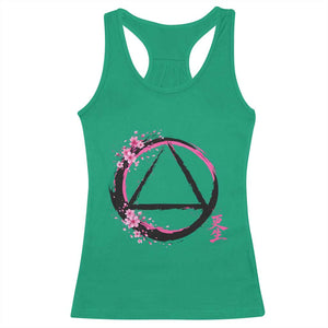AA Sober Symbol Serenity Recovery Racerback Tank Top Japanese Cherry Blossom Brushstroke Circle TS11 Irish Green Print Your Wear