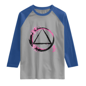 AA Sober Symbol Serenity Recovery Raglan Shirt Japanese Cherry Blossom Brushstroke Circle TS11 Sport Gray Royal Print Your Wear