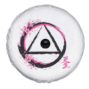 AA Sober Symbol Serenity Recovery Spare Tire Cover Japanese Cherry Blossom Brushstroke Circle TS11 Print Your Wear