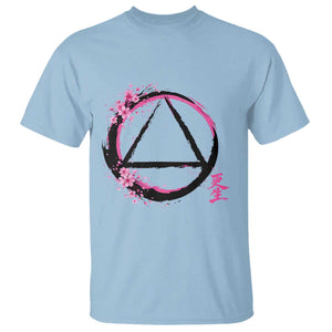 AA Sober Symbol Serenity Recovery T Shirt Japanese Cherry Blossom Brushstroke Circle TS11 Light Blue Print Your Wear