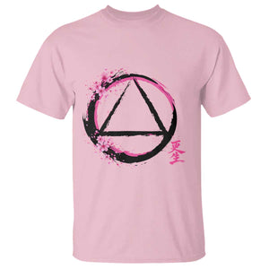 AA Sober Symbol Serenity Recovery T Shirt Japanese Cherry Blossom Brushstroke Circle TS11 Light Pink Print Your Wear