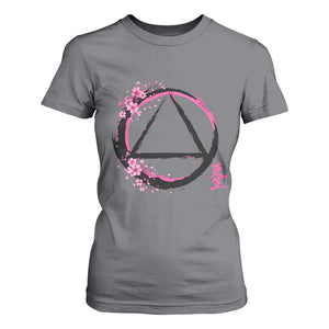 AA Sober Symbol Serenity Recovery T Shirt For Women Japanese Cherry Blossom Brushstroke Circle TS11 Charcoal Print Your Wear