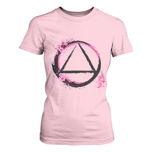 AA Sober Symbol Serenity Recovery T Shirt For Women Japanese Cherry Blossom Brushstroke Circle TS11 Light Pink Print Your Wear