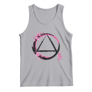 AA Sober Symbol Serenity Recovery Tank Top Japanese Cherry Blossom Brushstroke Circle TS11 Athletic Heather Print Your Wear