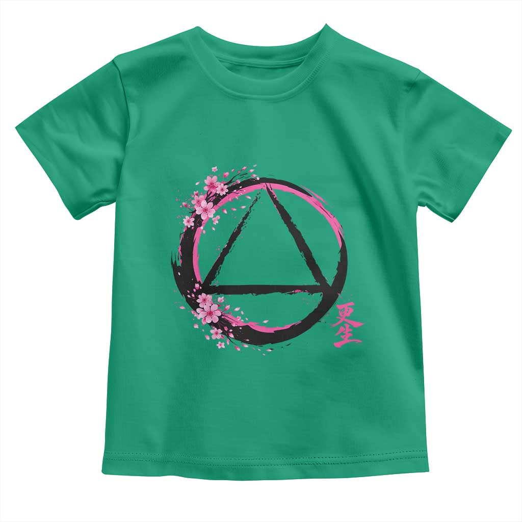 AA Sober Symbol Serenity Recovery Toddler T Shirt Japanese Cherry Blossom Brushstroke Circle TS11 Irish Green Print Your Wear