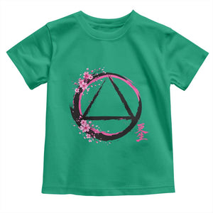 AA Sober Symbol Serenity Recovery Toddler T Shirt Japanese Cherry Blossom Brushstroke Circle TS11 Irish Green Print Your Wear