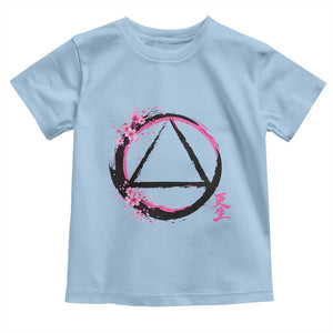 AA Sober Symbol Serenity Recovery Toddler T Shirt Japanese Cherry Blossom Brushstroke Circle TS11 Light Blue Print Your Wear